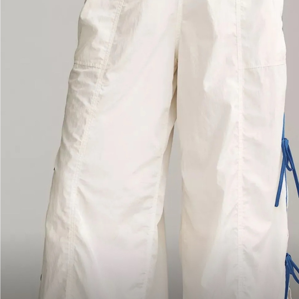 Bowline Parachute Pants Cream with Blue Ties NWT - Picture 3 of 5